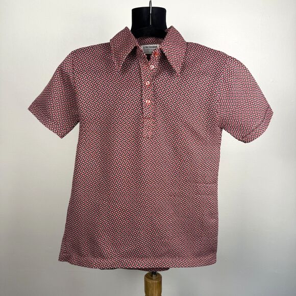 Vintage 70s Geometric Disco Shirt w/ Pointed Collar | Retro Textured Polo - Picture 9 of 11